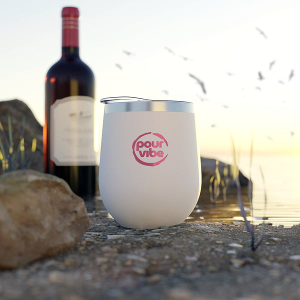 Stylish Durable & Insulated Stainless Steel Tumbler Cup, BPA-Free, Double-Wall Copper Vacuum, Hot & Cold Drinks, Wine, Cocktails, Coffee, PourVibe pink