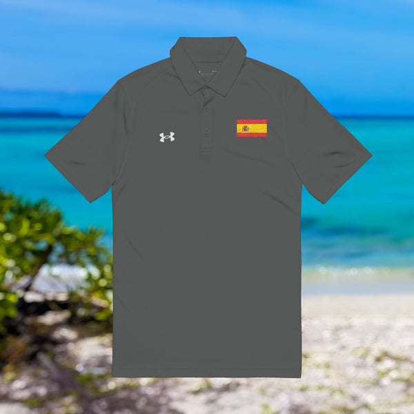 Under Armour® Men Performance Polo Shirt, Embroidery Spain Flag Design, breathable anti-odor, perfect for golf, tennis, or everyday wear