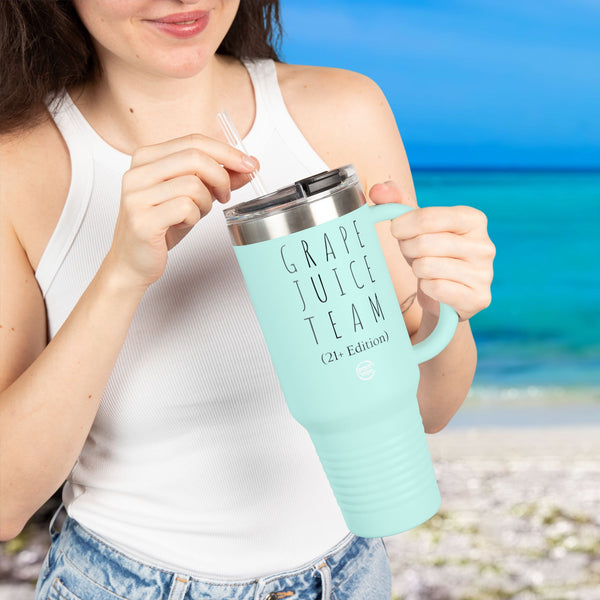 Premium Durable 40 oz (1.18 L) Insulated Stainless Steel Tumbler, Secure Straw Lid, Thermal travel Tumbler, BPA‑Free Straw Lid, Double Wall Hot & Cold, Grape Juice Team Design