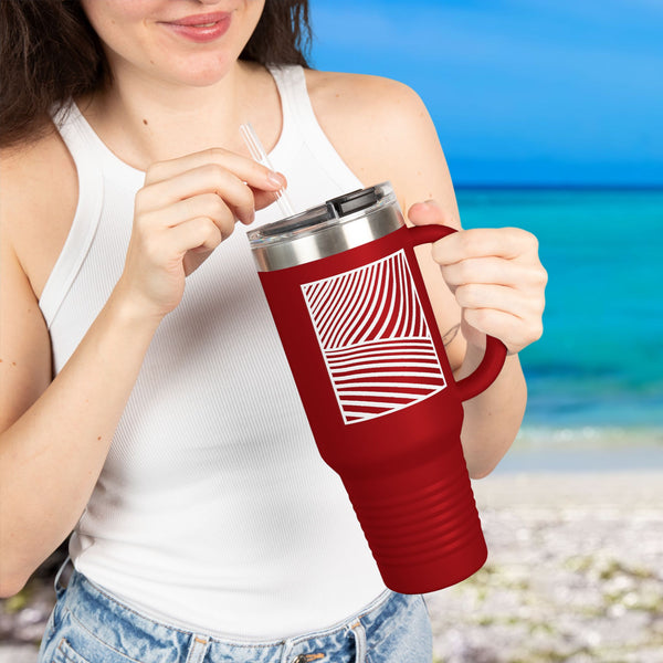 Premium Durable 40 oz (1.18 L) Insulated Stainless Steel Tumbler, Secure Straw Lid, Thermal travel Tumbler, BPA‑Free Straw Lid, Double Wall Hot & Cold, Winery Abstract Design